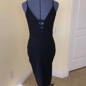 Sexy deep plunge black dress